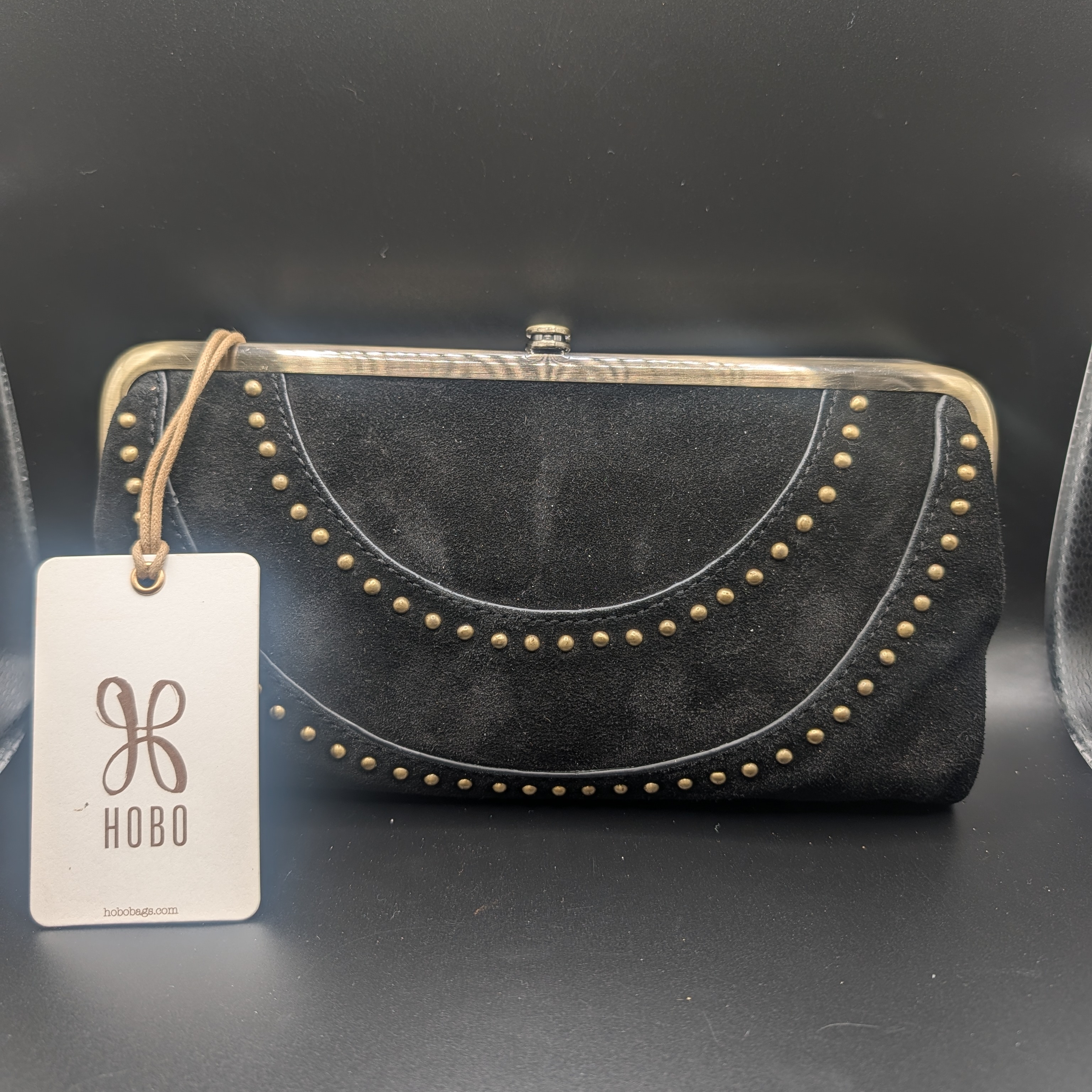 Hobo Black Clutch With Gold Accents